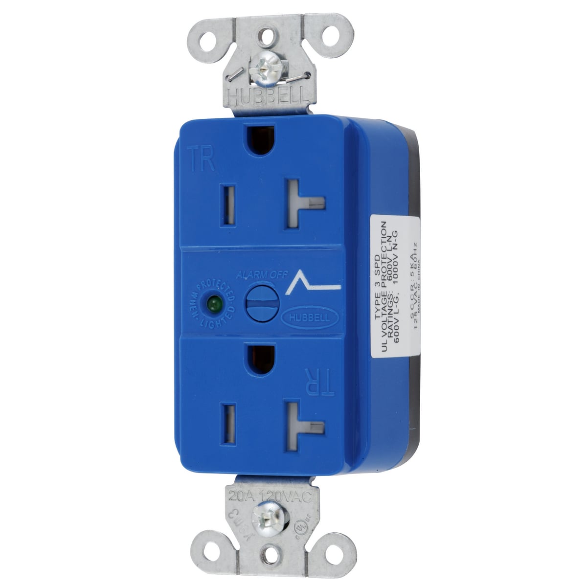 SNAP5362S 1-Phase 2-Pole 3-Wire Duplex Extra Heavy Duty Grounding Standard Traditional Tamper-Resistant Surge Protection Receptacle, 125 V AC, 20 A, 1 Phase