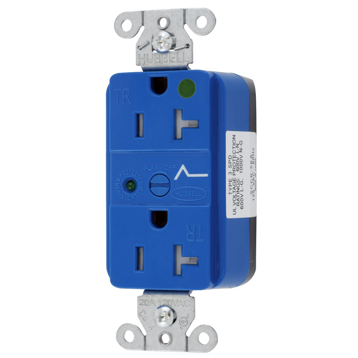 SNAP8362S 1-Phase 2-Pole 3-Wire Decorator Duplex Extra Heavy Duty Grounding Standard Tamper-Resistant Surge Protection Receptacle, 125 V AC, 20 A, 60 Hz, 1 Phase