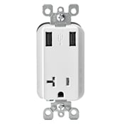 T5830-I Decora Tamper-Resistant Receptacle and USB Charger With USB Charger, 20 A at 125 V AC, 2 Poles, 3 Wires, Ivory
