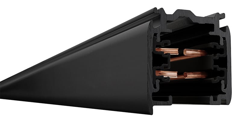 TEK4 8FT WH 2-Circuit 2-Neutral HD Track Section, 8 ft L x 1-1/4 in W x 1.3 in D, Extruded Aluminum