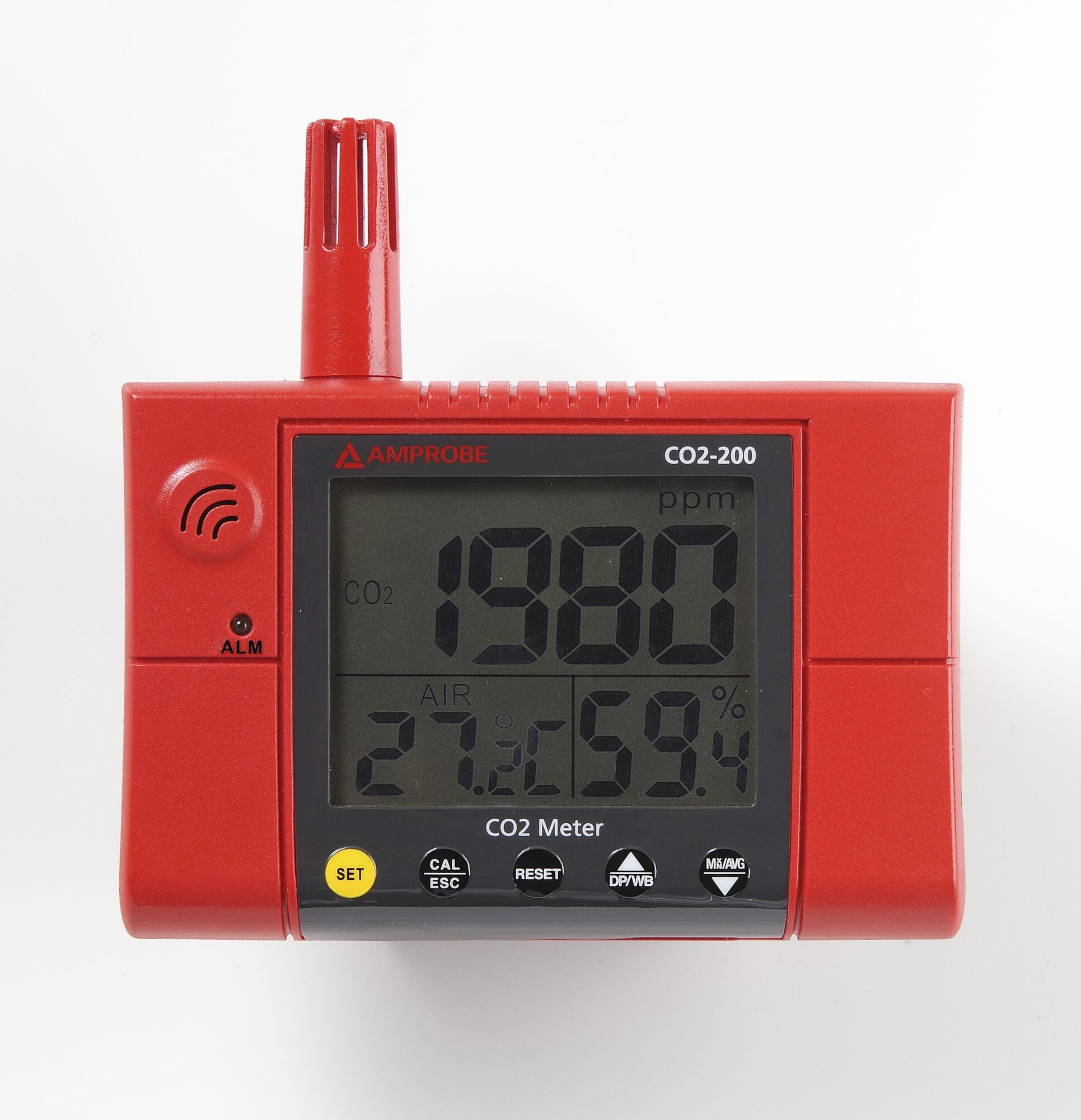 TMA10A Anemometer With Flexible Precision Vane, 0.4 to 25 m/s, +/-2% of Full Scale Accuracy, 32 to 122 deg F, Dual 4-Digits 9999 Counts LCD Display, 0.01 to 99.99 cu-m/s Flow Rate