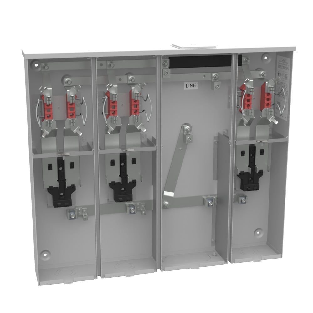 U5883-X-KK-K1-PED 4 Term, Ringless, Large Closing Plate, Horn Bypass, 3 Position, 3-200 Amp, Main Breaker Provision Single Connector, 6-350 kcmil, Pedestal Mount Provision