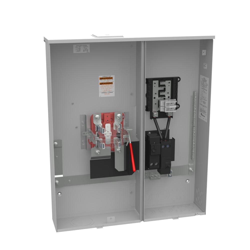 U5891-X-2/200-MLK-BL Single Position Meter Socket with Main and Load Center, 320 Amp, 1 Phase, Ringless, Lever, 4 Term, OH and UG with Side Wireway, 240V