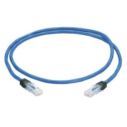 UPRBU50 PanZone Class E Riser Zone Cable Assembly With TX6 PLUS Modular Plugs on Each End, Cat 6, 24 AWG U/UTP Copper Solid Conductor, Modular Plug Boot Connector, 50 ft L Cord, Blue