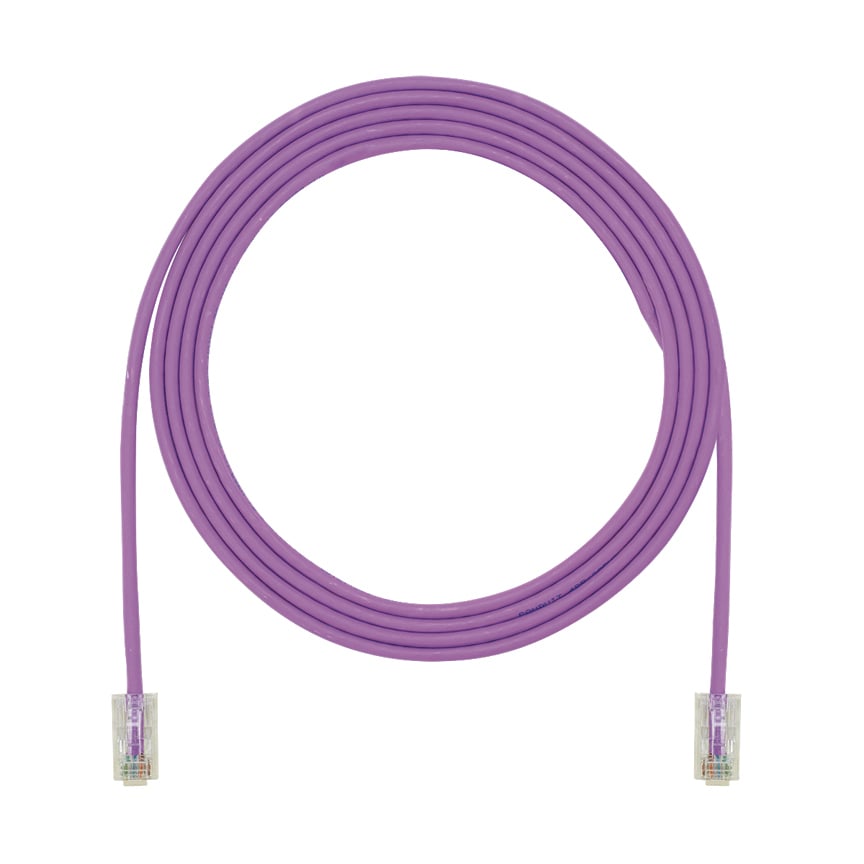 UTP28CH6VL PanNet TX5e-28 Class D Small Diameter Patch Cord With Pan-Plug Modular Plugs on Each End, Cat 5E, 28 AWG U/UTP Copper Stranded Conductor, RJ45 Modular Plug Boot Connector, 6 ft L Cord, Violet