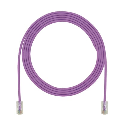 UTP28CH7VL PanNet TX5e-28 Class D Small Diameter Patch Cord With Pan-Plug Modular Plugs on Each End, Cat 5E, 28 AWG U/UTP Copper Stranded Conductor, RJ45 Modular Plug Boot Connector, 7 ft L Cord, Violet