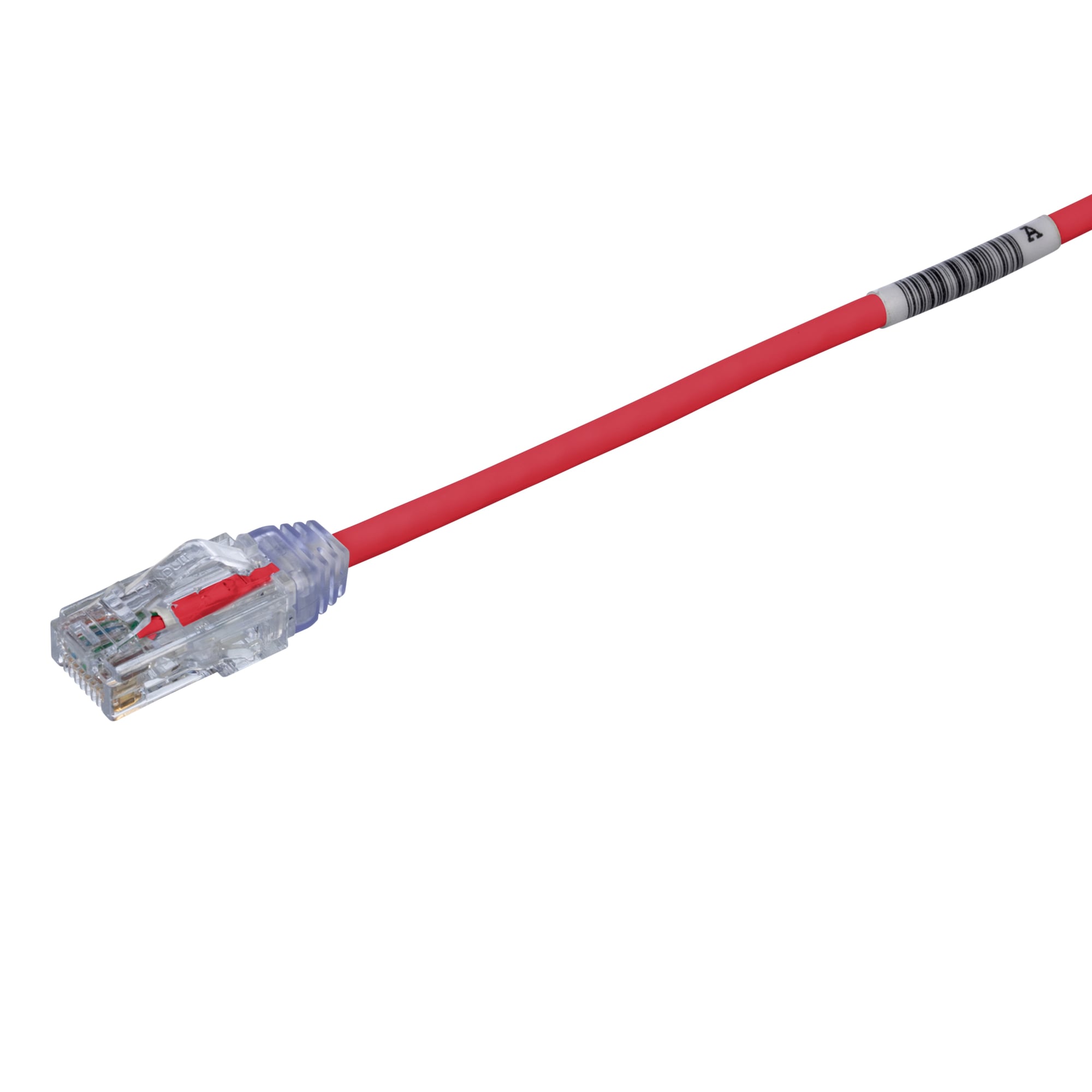 UTP28SP20RD TX6-28 CM/LSZH Small Diameter UTP Patch Cord, Cat 6/Class E, 28 AWG Stranded Copper Conductor, RJ45 Modular Plug Connector, 20 ft L Cord, Red