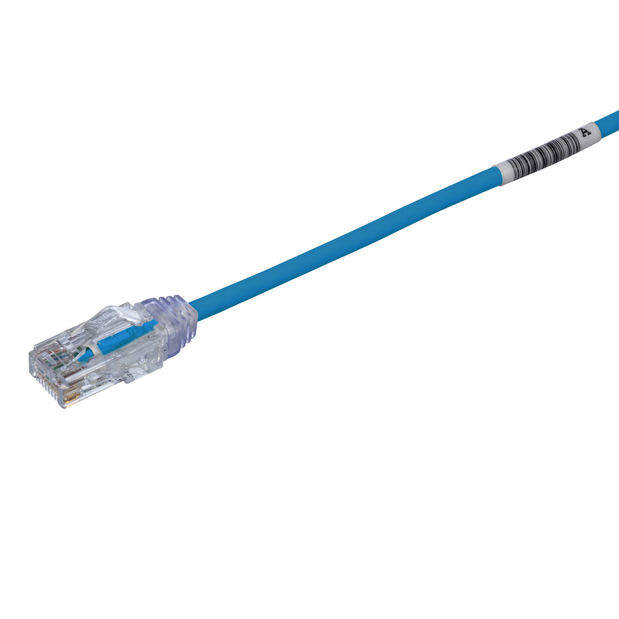 UTP28SP2BU PanNet TX6-28 Small Diameter Patch Cord, Cat 6/Class E, 28 AWG U/UTP Stranded Copper Conductor, RJ45 Modular Plug Connector, 2 ft L Cord, Blue