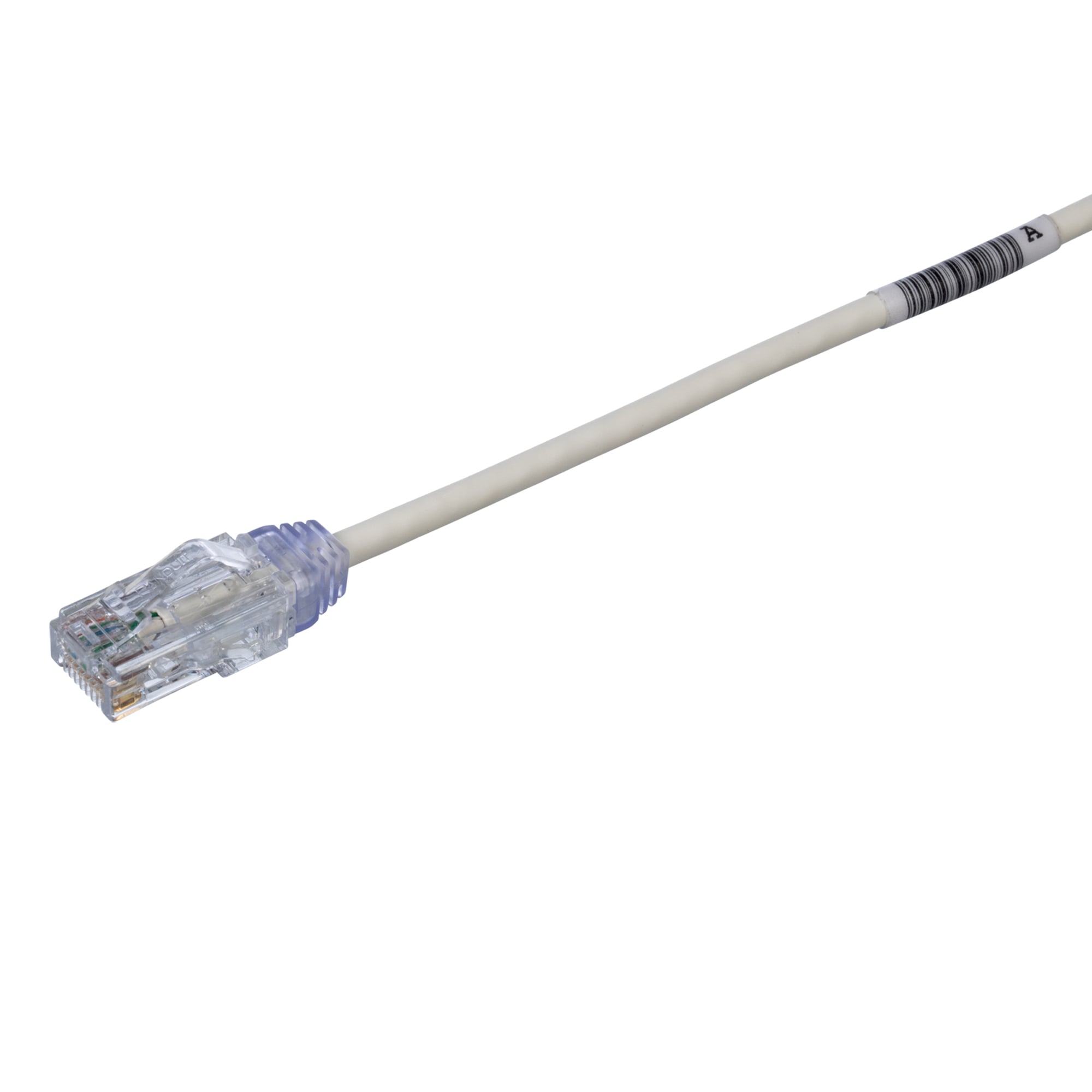 UTP28SP3 PanNet TX6-28 Class E Small Diameter Patch Cord, Cat 6, 28 AWG U/UTP Copper Stranded Conductor, RJ45 Modular Plug Boot Connector, 3 ft L Cord, Off-White