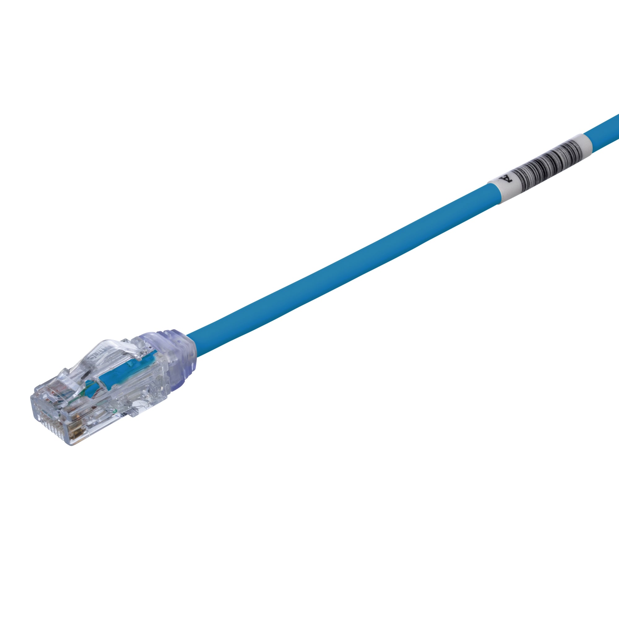 UTP28X7BU PanNet TX6A-28 Small Diameter Patch Cord, Cat 6A, 28 AWG F/UTP Solid Copper Conductor, RJ45 Modular Plug Connector, 7 ft L Cord