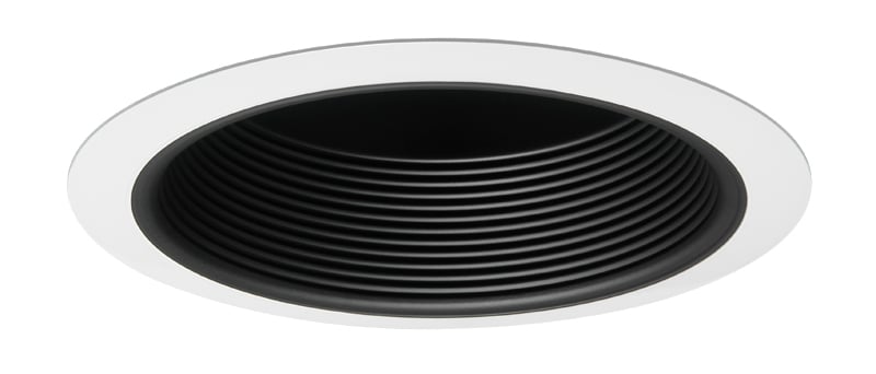 V3034T BWH Line Voltage Round Full Baffle Trim With Torsion Spring, 6 in ID x 7-5/8 in OD, CFL Lamp, For Use With V6ICW, V6ICNW, IC22, IC22R, TC2, ICPL6 and PL6 Series Housing