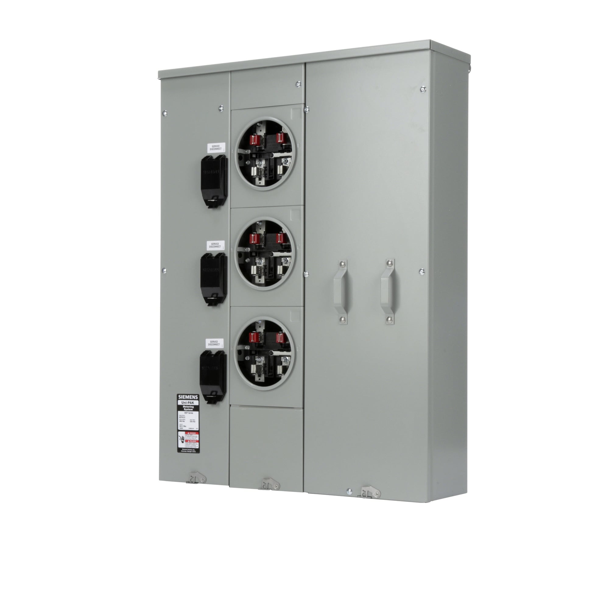 WEP4312 PAK Metering, 400 Amp, 3 Gang, 1 Phase, 225 Amp, 4 Jaw, Ringed, EUSERC