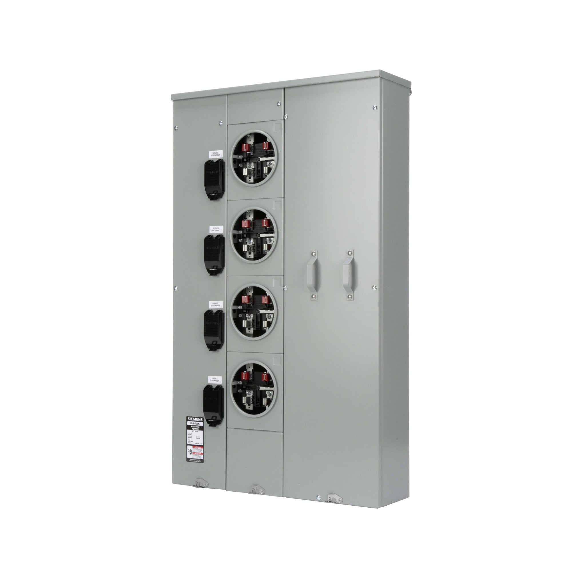WEP4412 Meter Pak, 400 Amp, 4 Gang, 1 Phase, 225 Amp, 4 Jaw, Ringed, EUSERC
