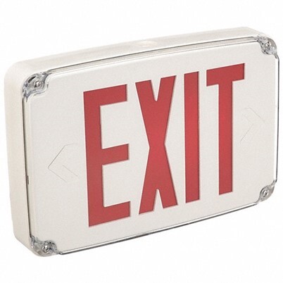 WLTE W 1 R EL Single Face Emergency Exit Sign, LED Lamp, 120/277 V AC, EXIT Legend
