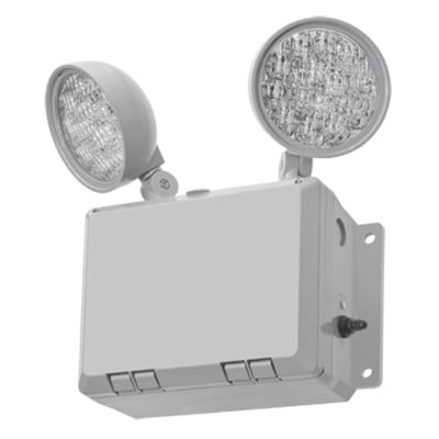WLTU LED Emergency Light Fixture, 1.9 W LED Lamp, 9.6 V AC, 2 Heads, Thermoplastic