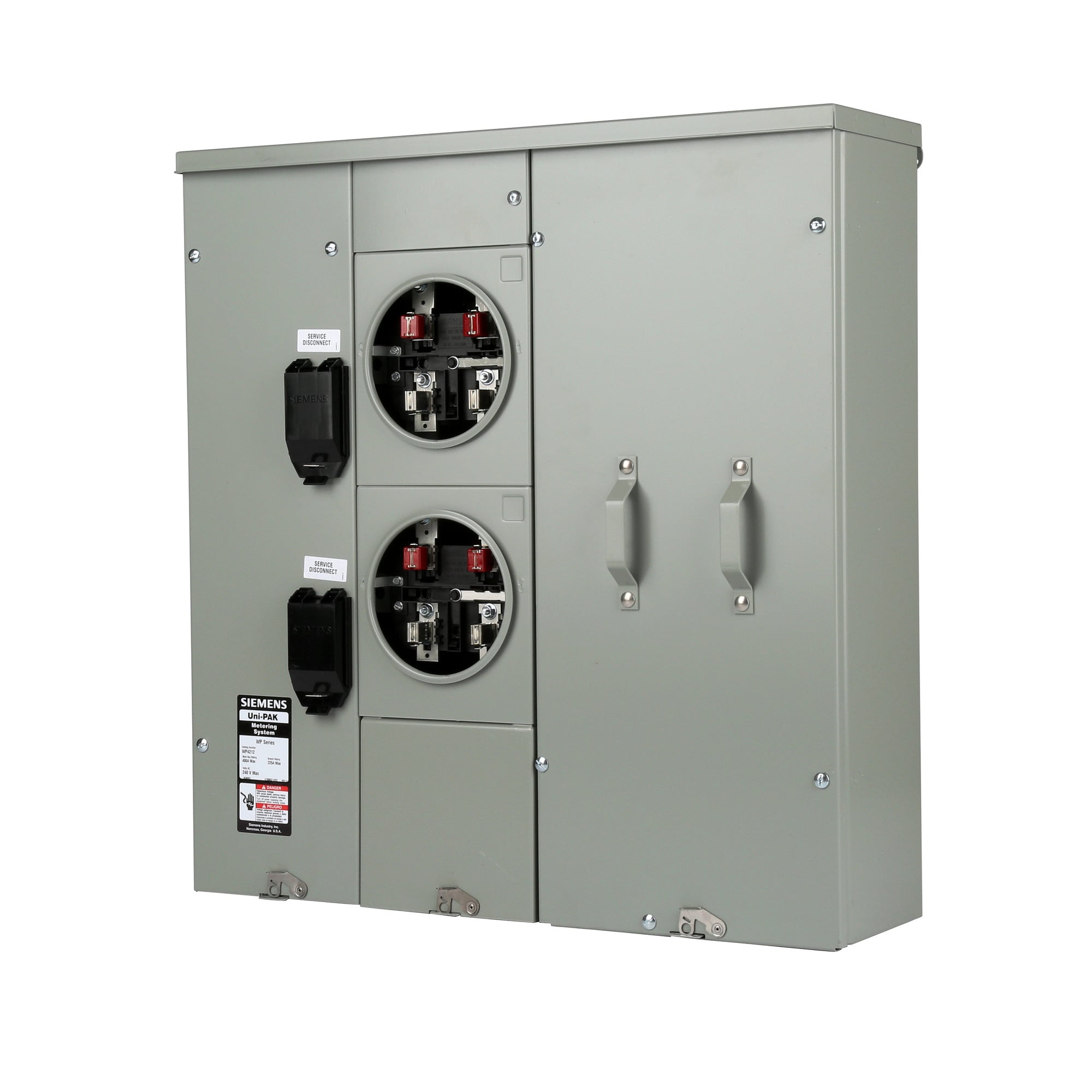 WP4212 Meter Pak, 400 Amp, 2 Gang, 1 Phase, 225 Amp, 4 Jaw, Ringed