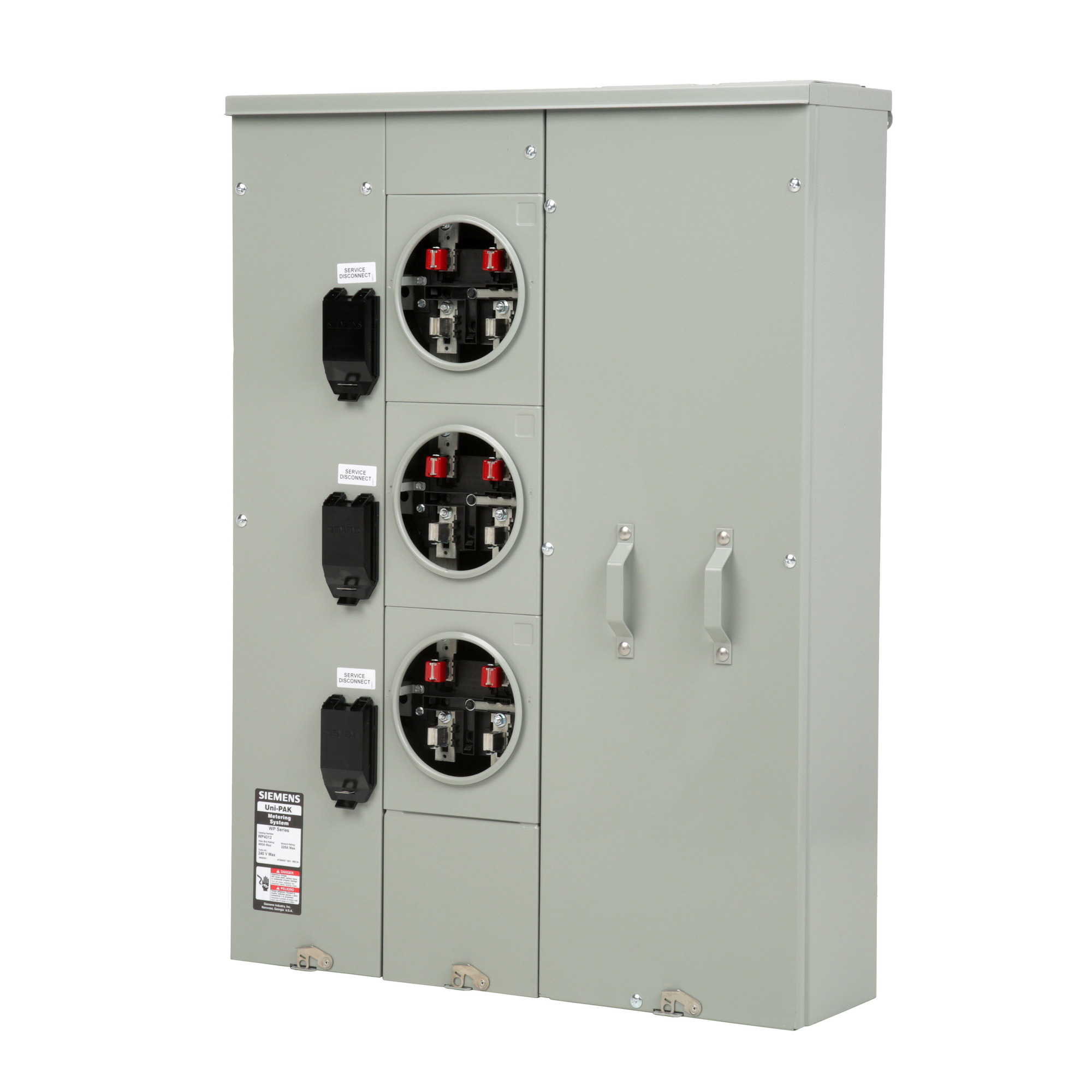 WP4312 PAK Metering, 400 Amp, 3 Gang, 1 Phase, 225 Amp, 4 Jaw, Ringed