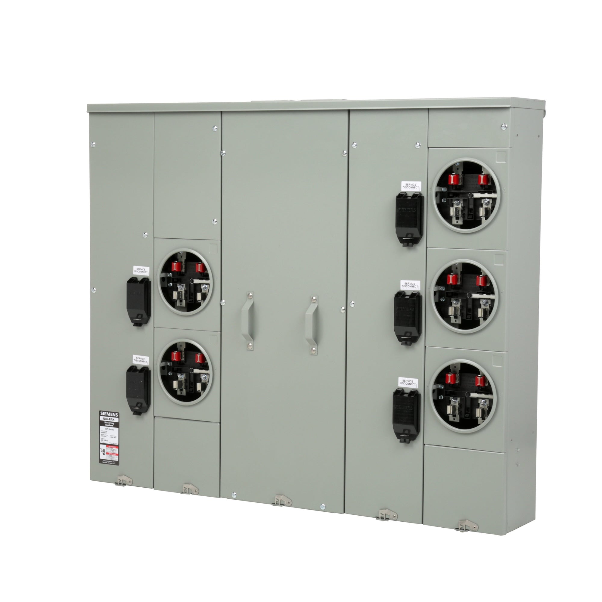 WP6512 PAK Metering, 600 Amp, 5 Gang, 1 Phase, 225 Amp, 4 Jaw, Ringed