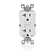 WR899-W SmartlockPro Weather-Resistant GFCI Receptacle, 125 VAC, 20 A, 2 Poles, 3 Wires, White