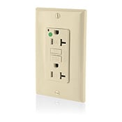 X7899-HGI SmartlockPro 1-Phase Duplex GFCI Receptacle, 125 VAC, 20 A, 2 Poles, 3 Wires, Ivory