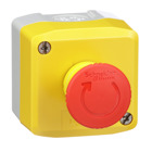 Harmony, Control station, plastic, yellow, 1 red mushroom head push button 40, emergency stop turn to release 2 NC, unmarked, UL/CSA certified