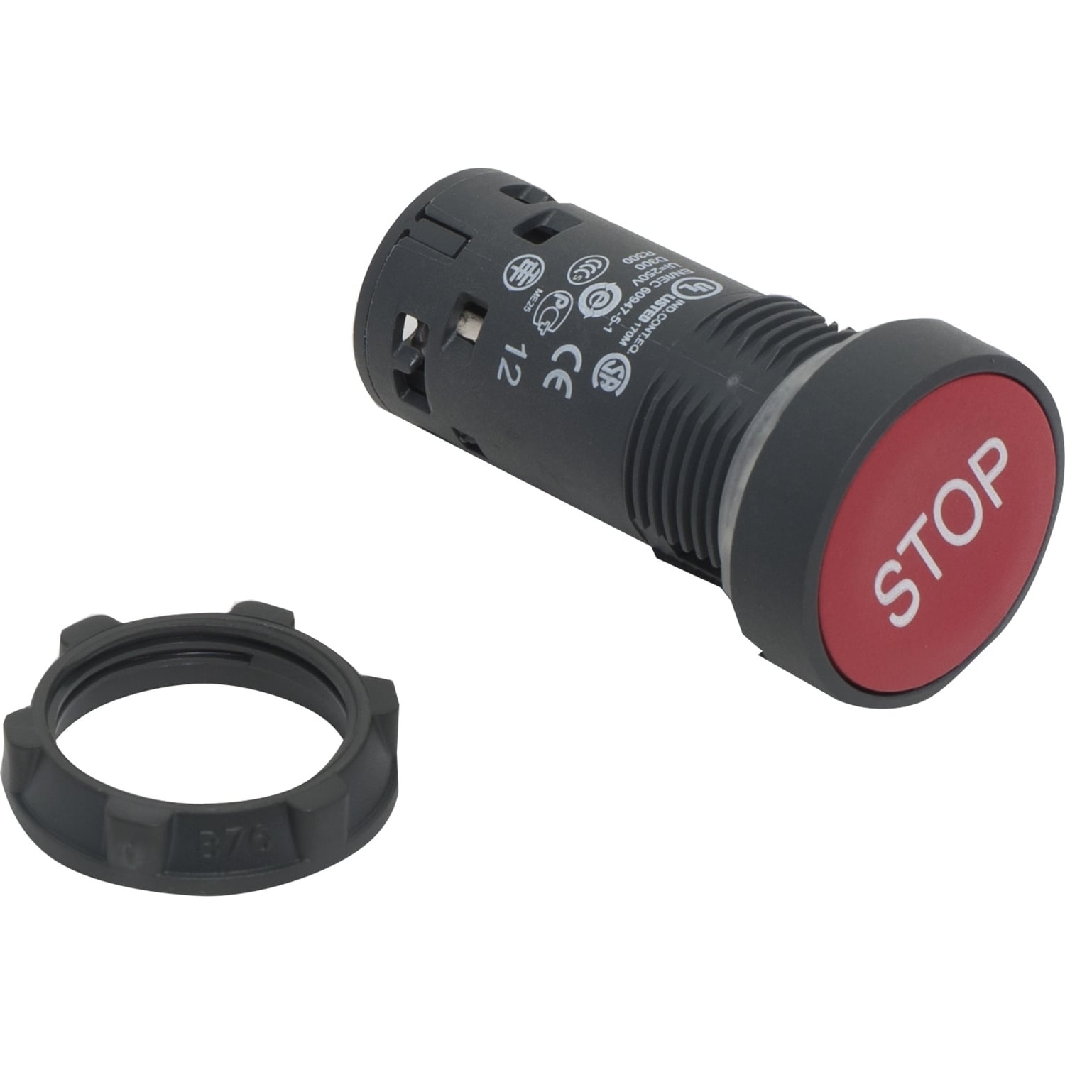 XB7NA4234 Harmony Marking Monolithic Non-Illuminated Pushbutton, 22 mm, 1NC Contact, Slow Break Contact, Red
