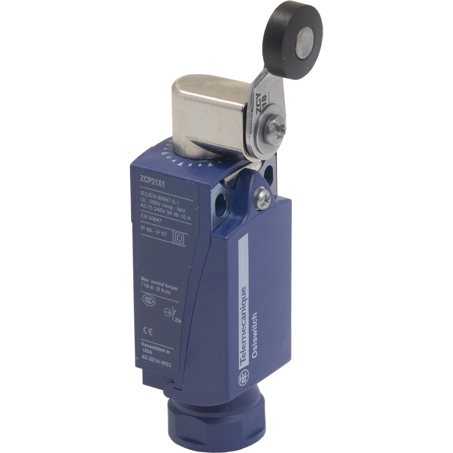 XCKP2118N12X1 OsiSense XC Standard Format Fixed Limit Switch, 240 V AC, 10 A, Spring Return Plunger Actuator, 1NO-1NC Contact, 2 Poles