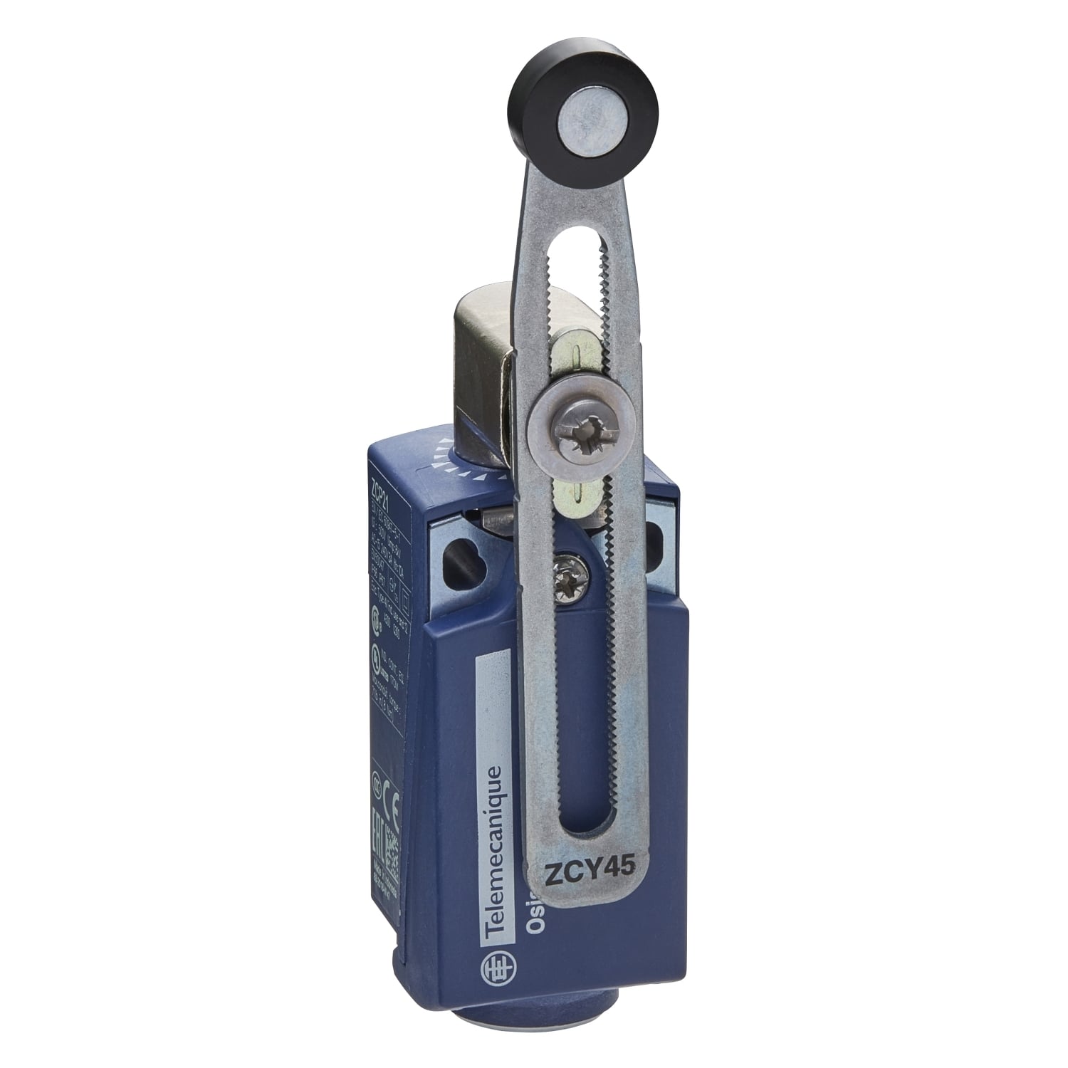 XCKP2545P16 OsiSense XC Standard Format Fixed Limit Switch, 240 V AC, 3 A, Spring Return Roller Lever Actuator, 1NO-1NC Contact, 2 Poles