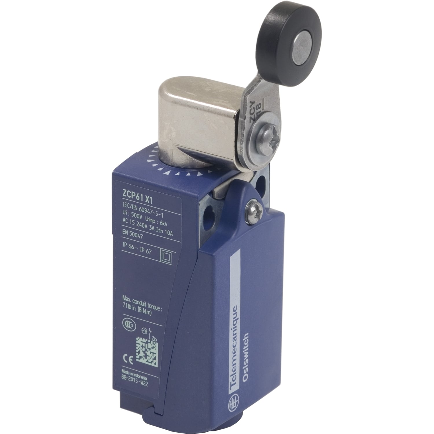 XCKP6118G11X1 OsiSense XC Standard Format Fixed Limit Switch, 240 V AC, 10 A, Spring Return Plunger Actuator, 1NO-1NC Contact, 2 Poles