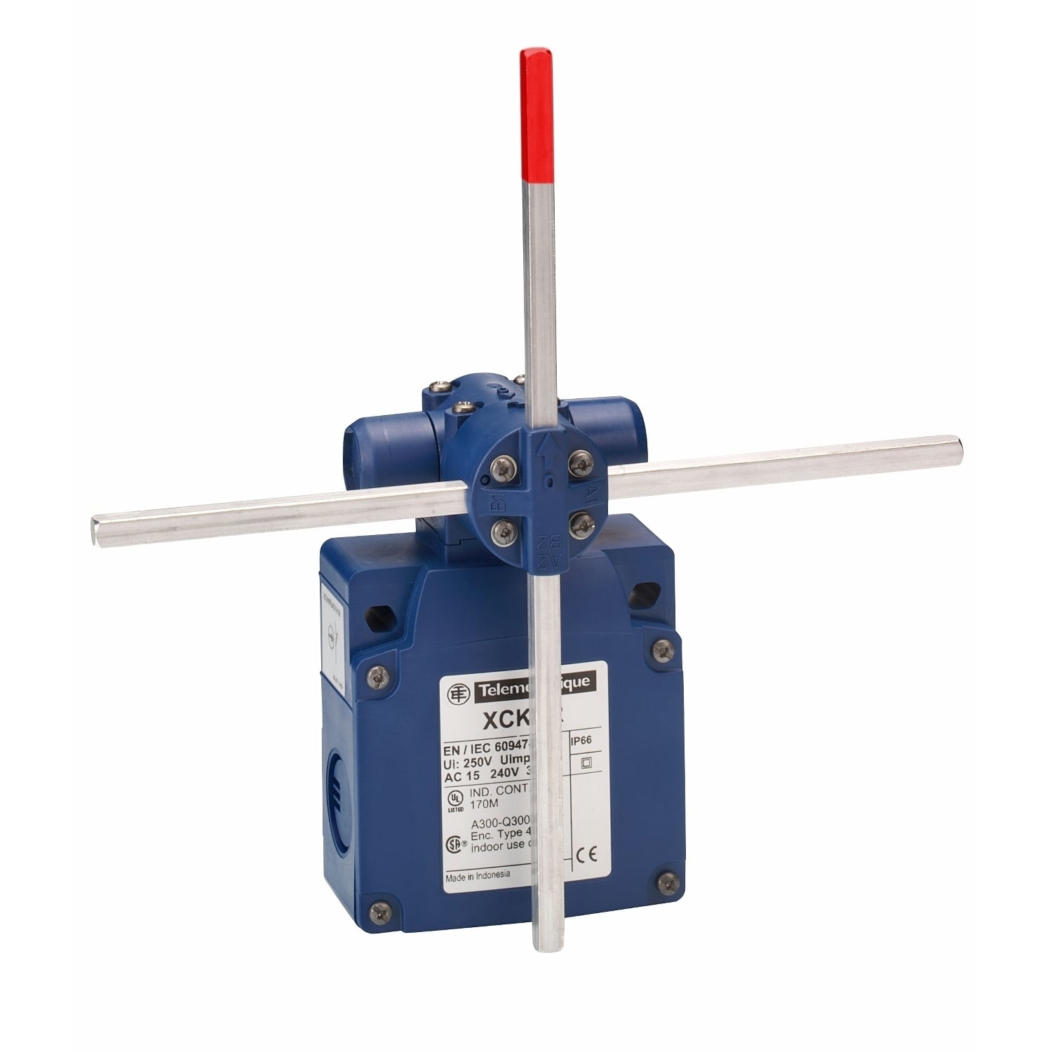 XCKVR44D1H29 OsiSense XC Special Format Fixed Limit Switch, Crossed Rod Lever Actuator, 2NO-2NC Contact, 4 Poles