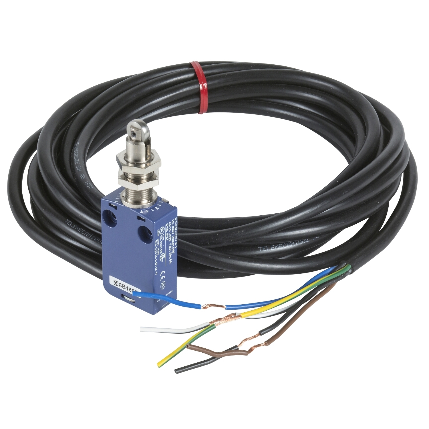 XCMD21F2L5 OsiSense XC Standard Format Fixed Limit Switch, 240 V AC, 5 A, Spring Return Roller Plunger Actuator, 1NO-1NC Contact, 2 Poles