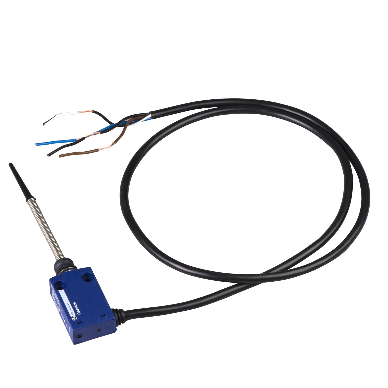 XCMN2107L1 OsiSense XC Standard Format Fixed Limit Switch, 240 V AC, 5 A, Spring Return Spring Rod With Thermoplastic End Actuator, 1NO-1NC Contact, 2 Poles