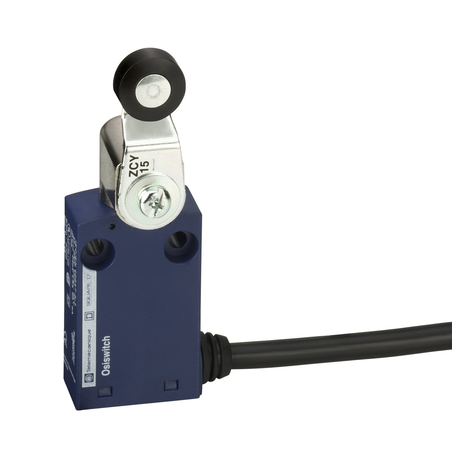 XCMN2115L1 OsiSense Fixed Heavy Duty Miniature Limit Switch, 240 V AC, 250 V DC V AC, 6 A, Spring Return Roller Lever Arm Actuator, 1NO-1NC Contact, 2 Poles