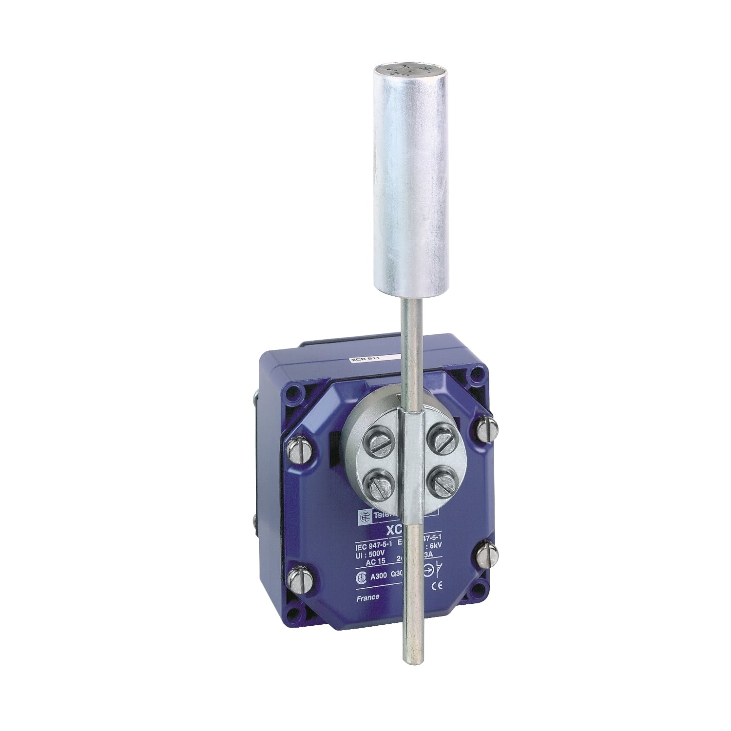 XCRT115 OsiSense XC Special Format Fixed Limit Switch, 240 V AC, 10 A, Spring Return Roller With Lever Actuator, 2CO Contact, 2 Poles