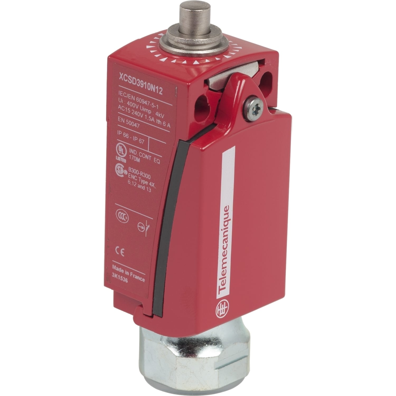 XCSD3910N12 Preventa Compact Limit Switch, 300 V, 6 A, 1NO-2NC Contact, 3 Poles