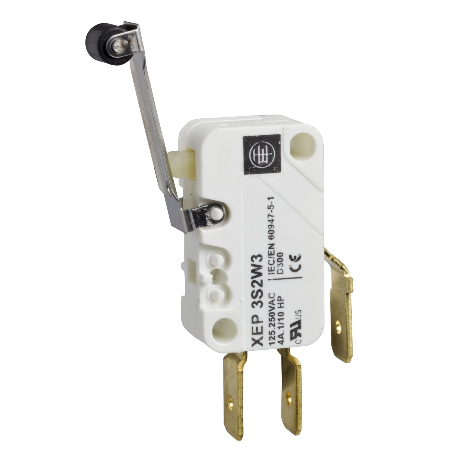 XEP3S1W6B529 OsiSense XC Miniature Special Format Limit Switch, 250 V AC, 15 A, Roller Lever Actuator, 1CO Contact