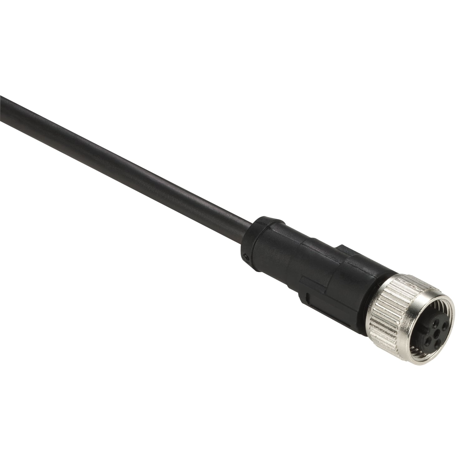 XGSZ09L10 OsiSense XG Pre-Wired Female Connector, For Use With XGSZ33ETH/TCSAMT31FP Connection Box, 24 V DC 4-Pin A-Coded, Black