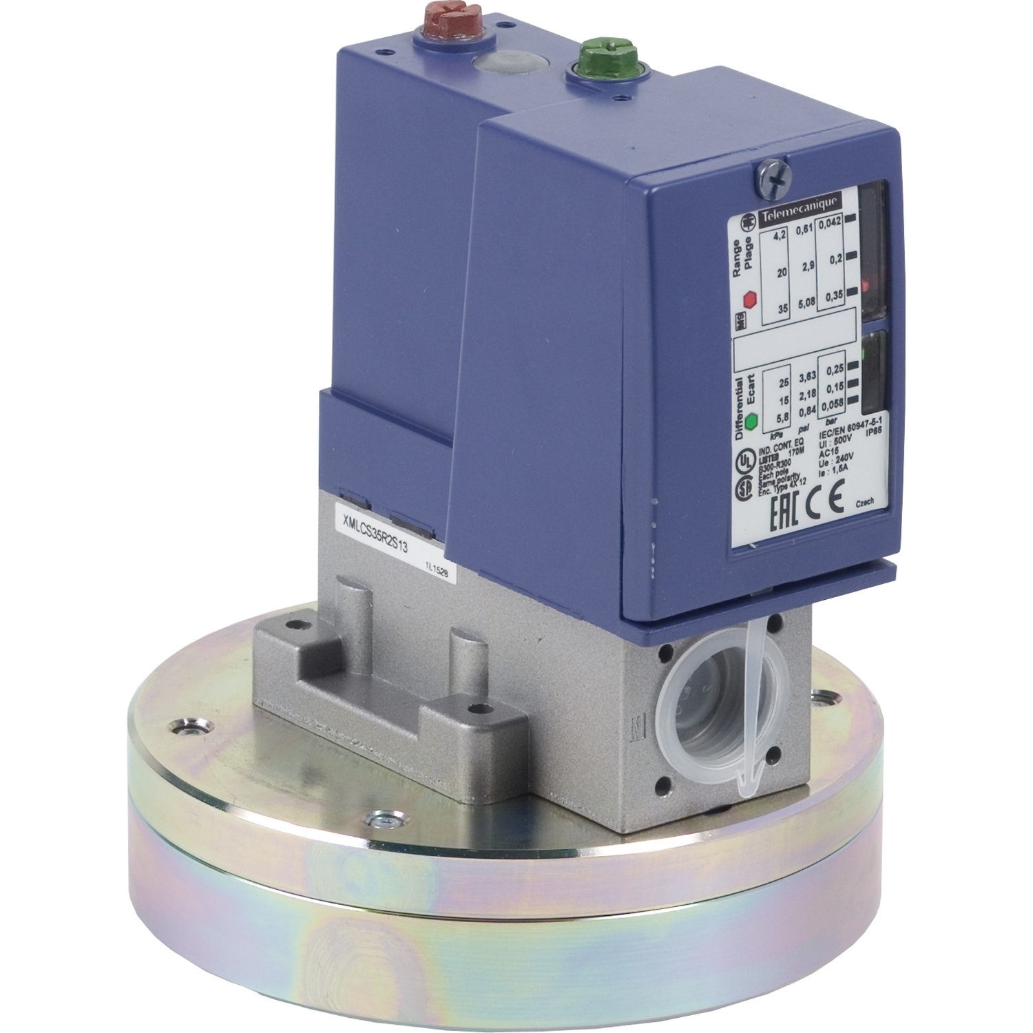 XMLCS35R2S13 Adjustable Differential Pressure Switch, 5.08 psi Sensing, 300/500 V