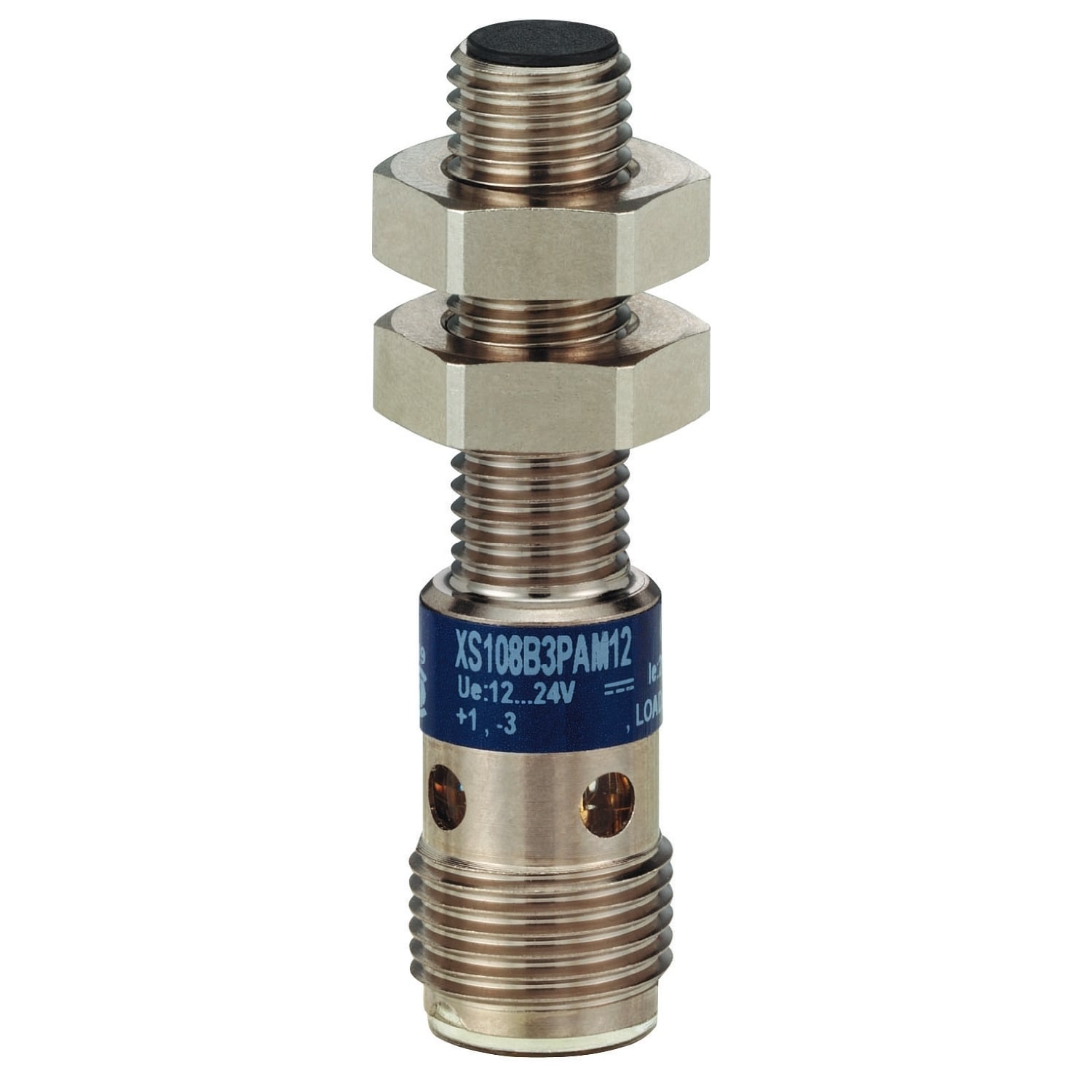 XS108B3NAM12 OsiSense Cylindrical Fixed Form Proximity Sensor, Inductive, NPN/Discrete Output, 1NO Contact, 12 to 24 V DC