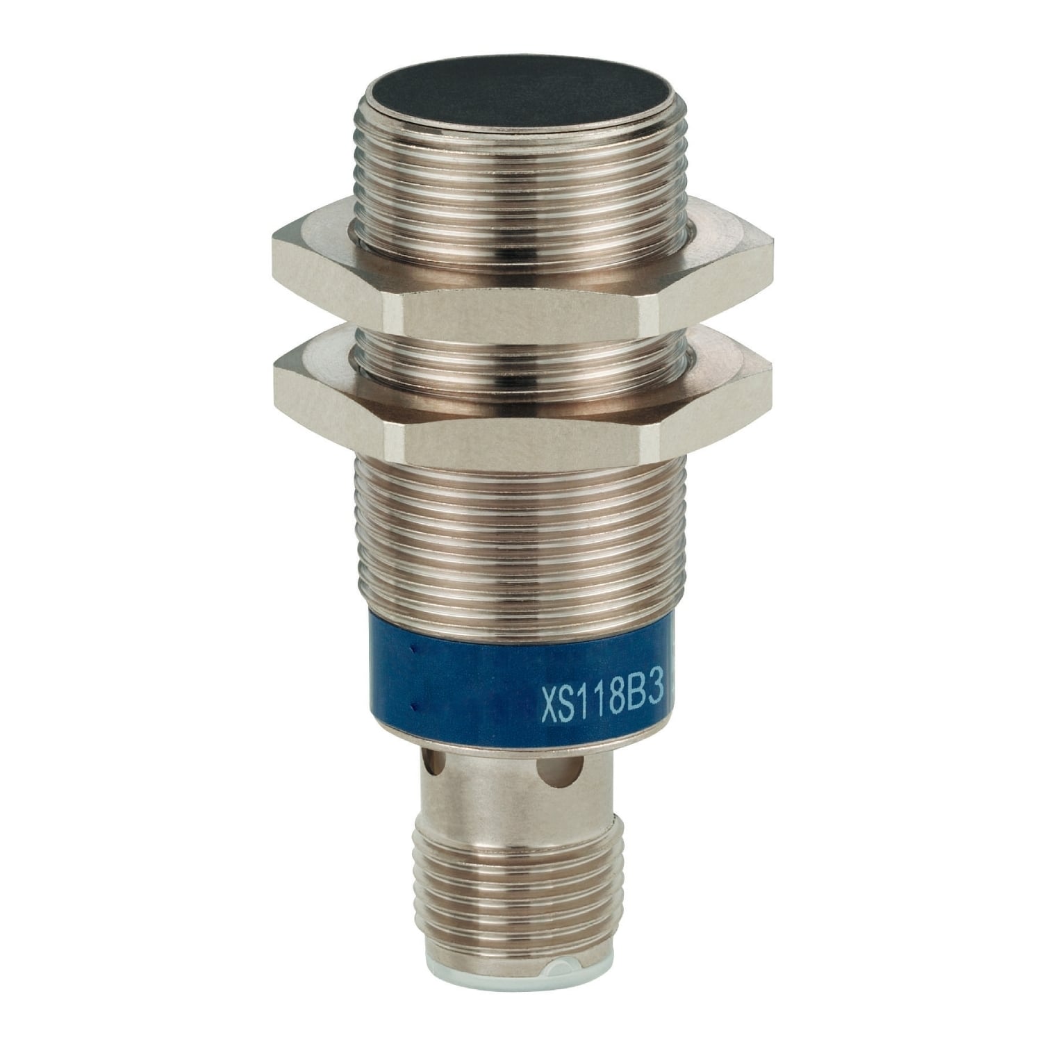 XS118B3PBM12 OsiSense XS1 Series Cylindrical Fixed Form Proximity Sensor, Inductive, PNP/Discrete Output, 1NC Contact, 12 to 24 V DC