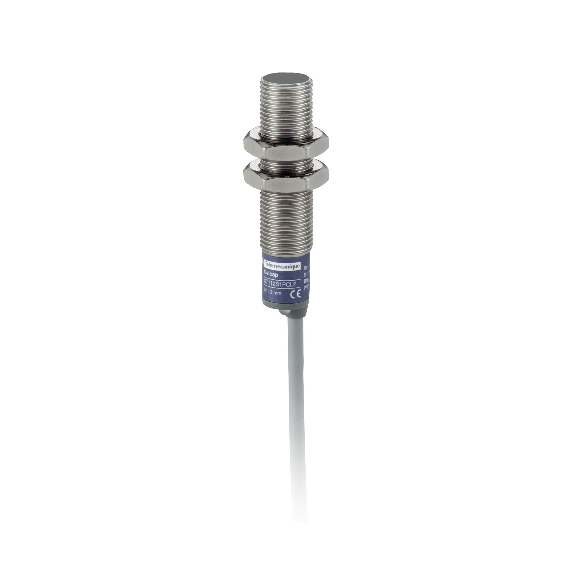Telemecanique Capacitive proximity sensors XT, cylindrical M12, stainless steel, Sn 2 mm, cable 2 m