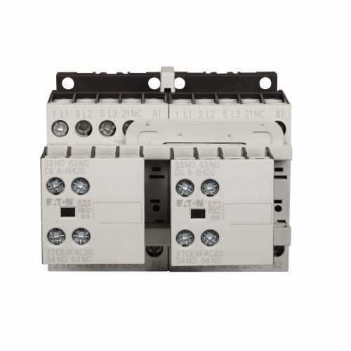 XTCR025C21A Full Voltage Reversing IEC Contactor, 110/120 V AC V Coil, 25 A, 2NO-2NO Contact, 3 Poles