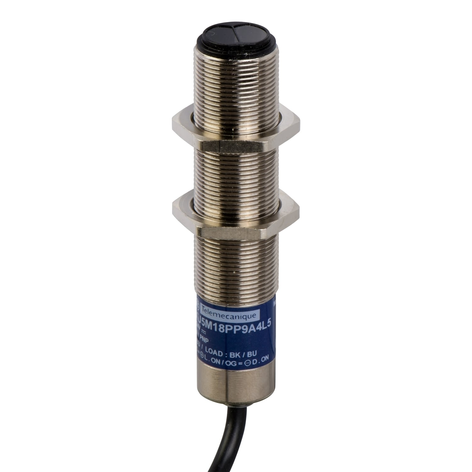 XU5M18PP9A4L5 OsiSense XU Simply Easy 3-Wire Photoelectric Sensor, Cylindrical Shape, 0.15 m, Infrared Sensing Beam, &lt1 ms Response, PNP 1NO-1NC Output