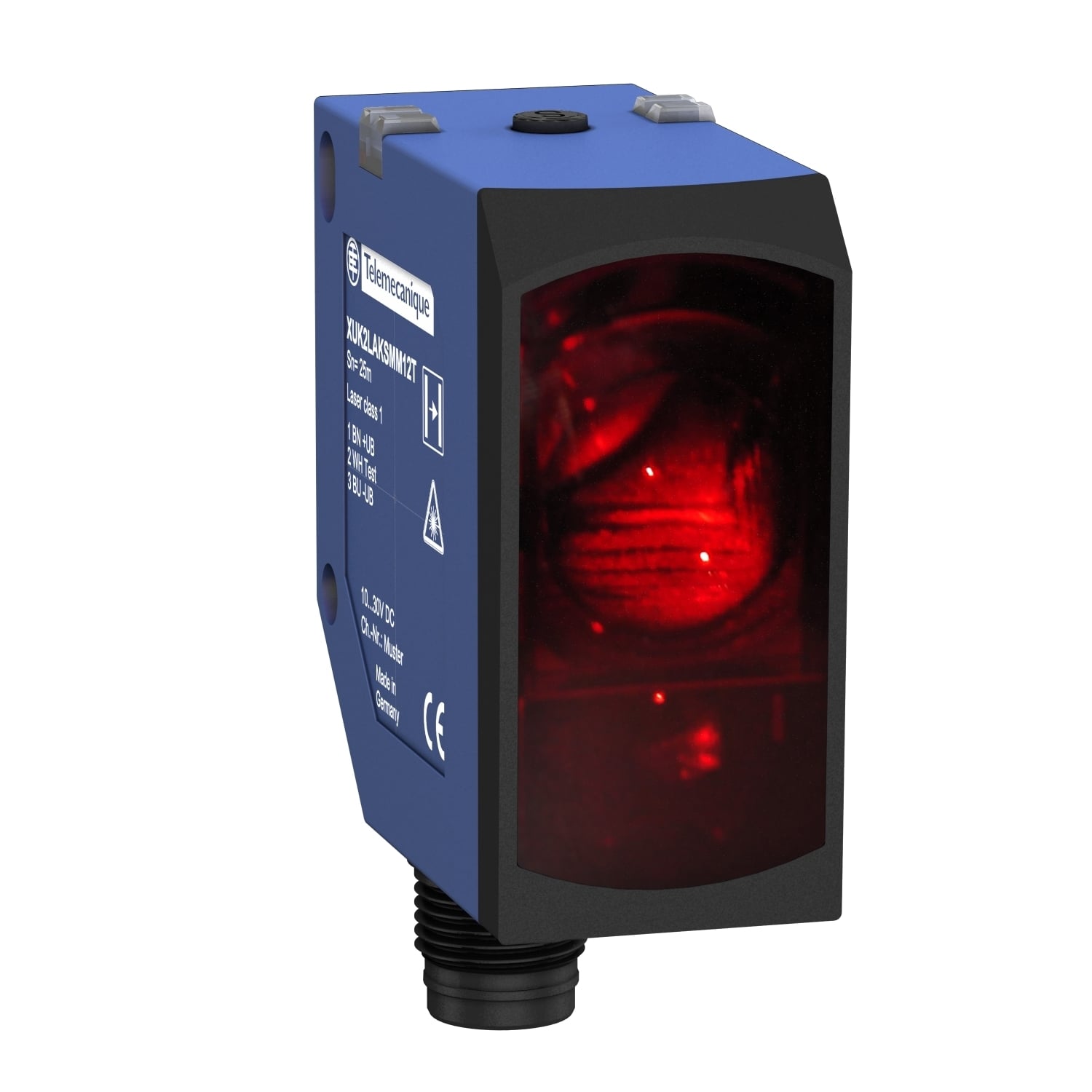 XUK2LAPSMM12R OsiSense XU 4-Wire Compact Photoelectric Sensor Receiver, 25 m, Red Laser Sensing Beam, 0.14 ms Response, PNP 1NO-1NC Output