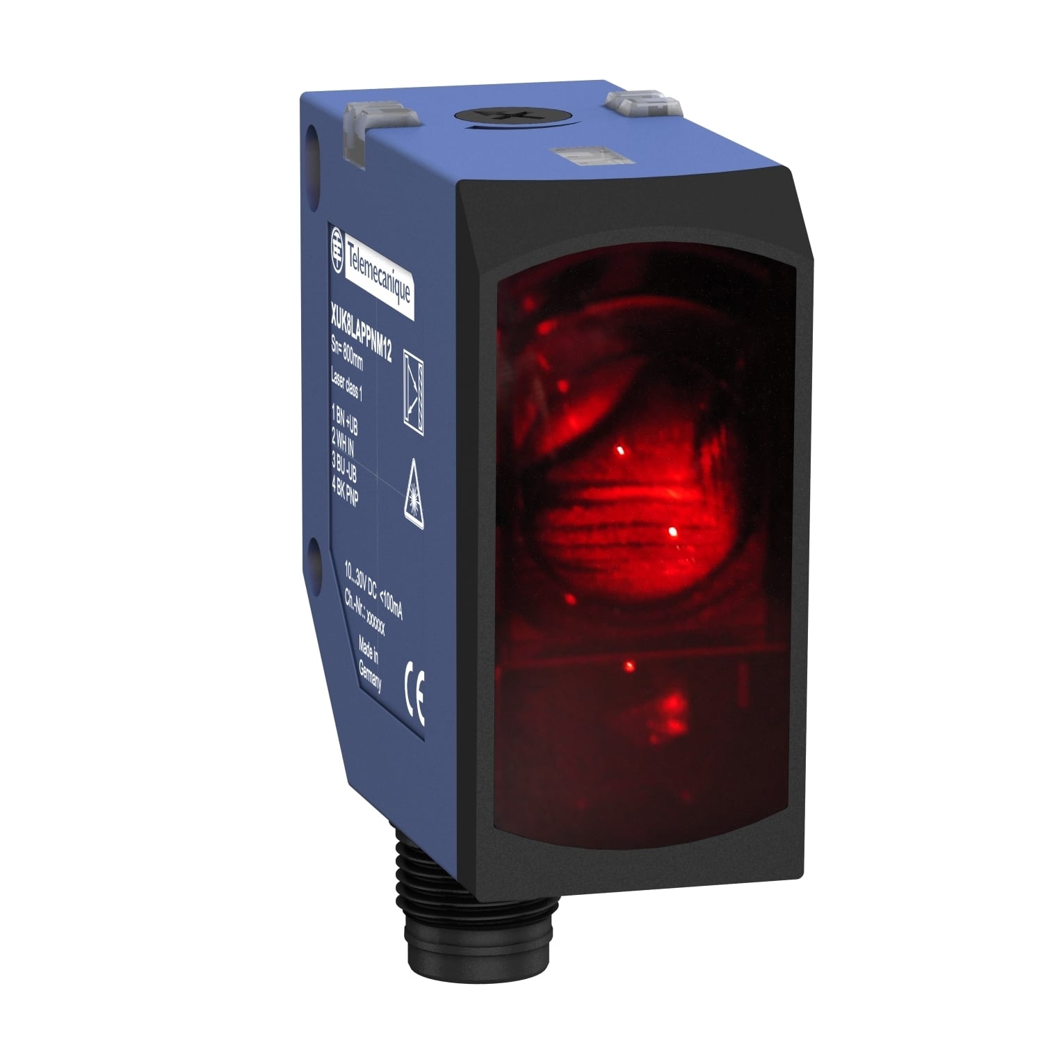 XUK8LAPPNM12 OsiSense XU Simply Easy 4-Wire Compact Photoelectric Sensor With Reverse Polarity Protection and Background Suppression, 0.8 m, Infrared Sensing Beam, &lt0.5 ms Response, PNP 1NO-1NC Output