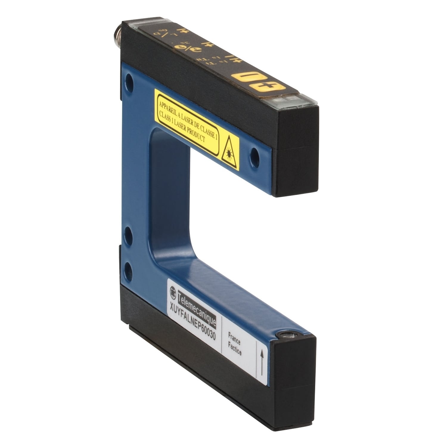 XUYFALNEP40030 OsiSense XU 4-Wire Photoelectric Sensor, Fork Shape, 30 mm, Modulated Infrared Sensing Beam, -20 to 20 us Response, NPN/PNP 1NO-1NC Output