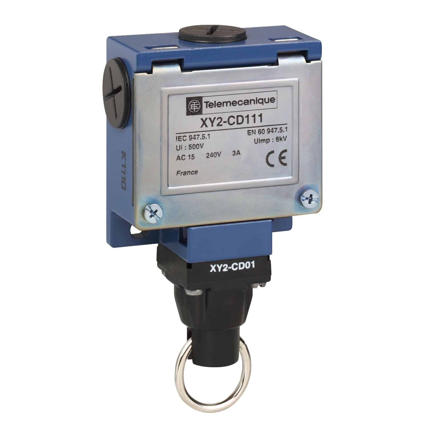 XY2CD111 Preventa Simple Rope Cable Pull Switch, 240 V AC, 10 A, 1NO-1NC Contact