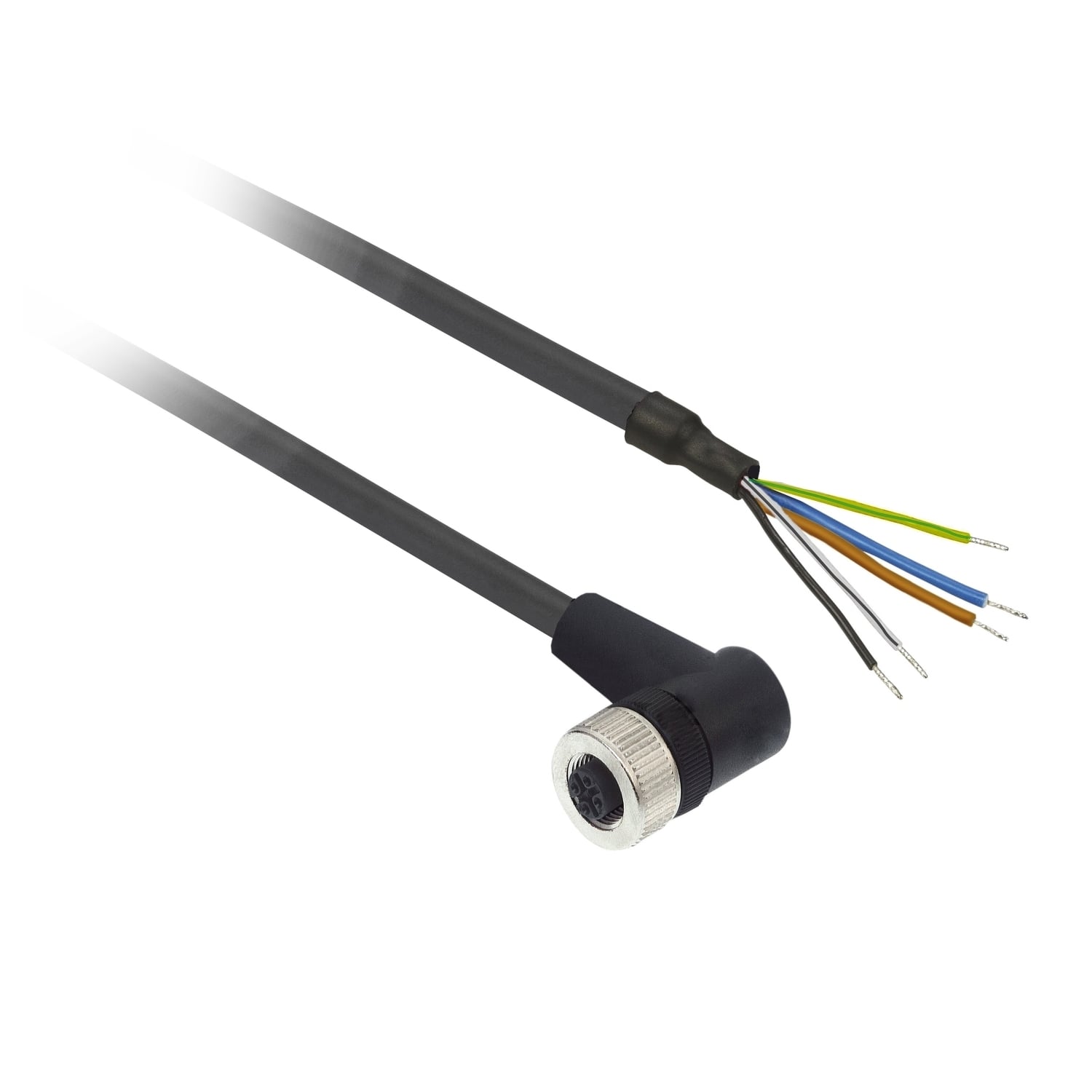 XZCP1264L2 OsiSense XZ High Performance Screw-On Pre-Wired Connector, 60 V AC/75 V DC, 5-Pin M12 Jack End Connection, 2 m L, 0.34 sq-mm Conductor, PUR