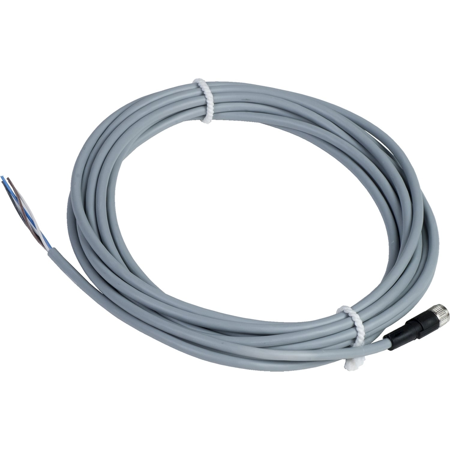 XZCPV0941L5 OsiSense XZ Screw-On Pre-Wired Connector, 60 V AC/75 V DC, 4-Pin M8 Jack End Connection, 5 m L, 0.25 sq-mm Conductor, PVC