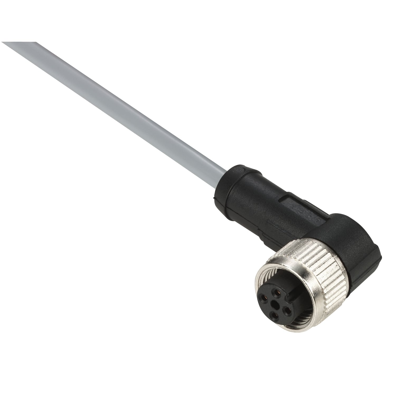 XZCPV1241L2 OsiSense XZ Screw-On Pre-Wired Cordset, 250 V AC/300 V DC, 4-Pin M12 Jack End Connection, 2 m L, 0.34 sq-mm Conductor, PVC